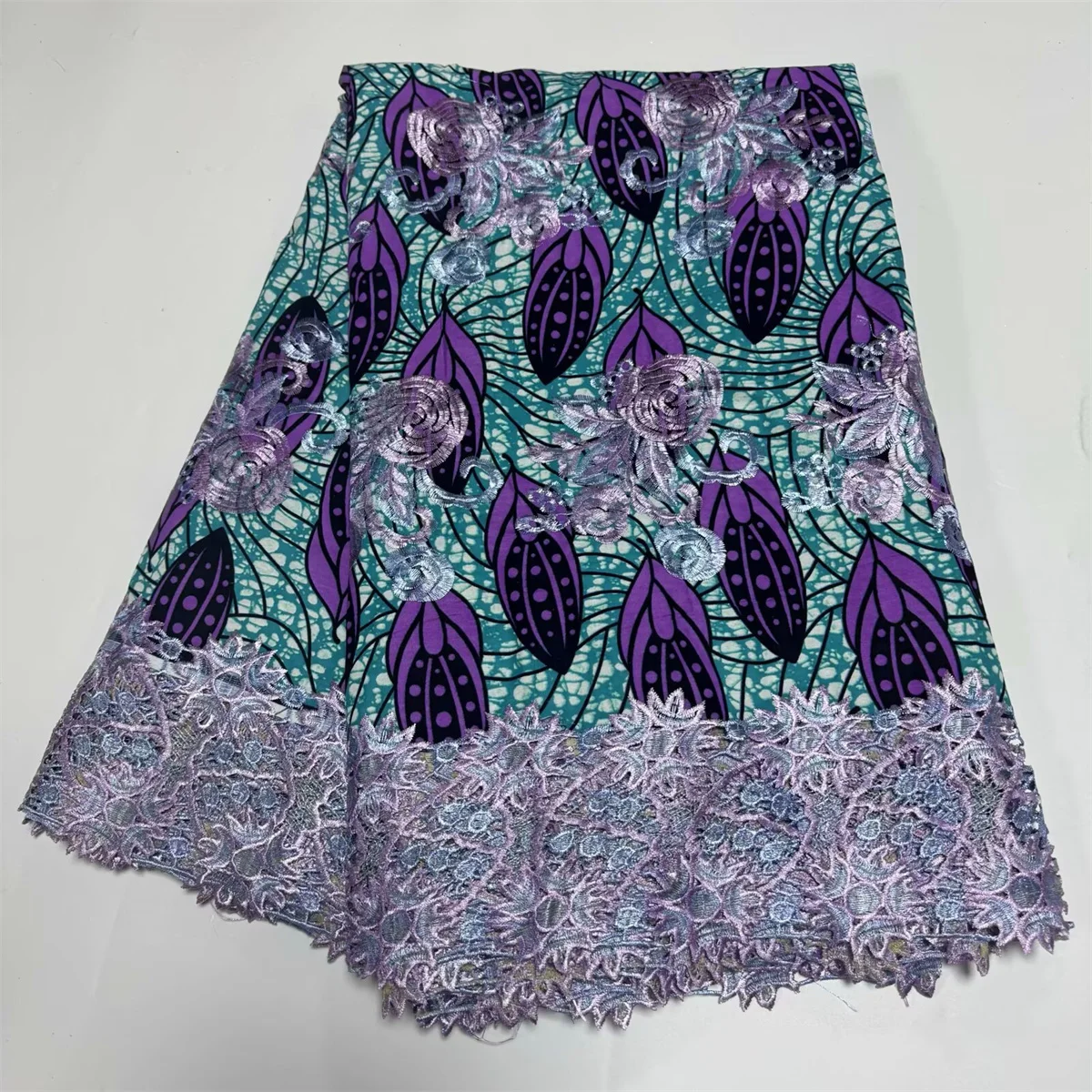 

6 Yards African Wax Print Lace Fabric High Quality Cotton Ankara Embroidery Nigerian Tissu for Wedding Party Dress