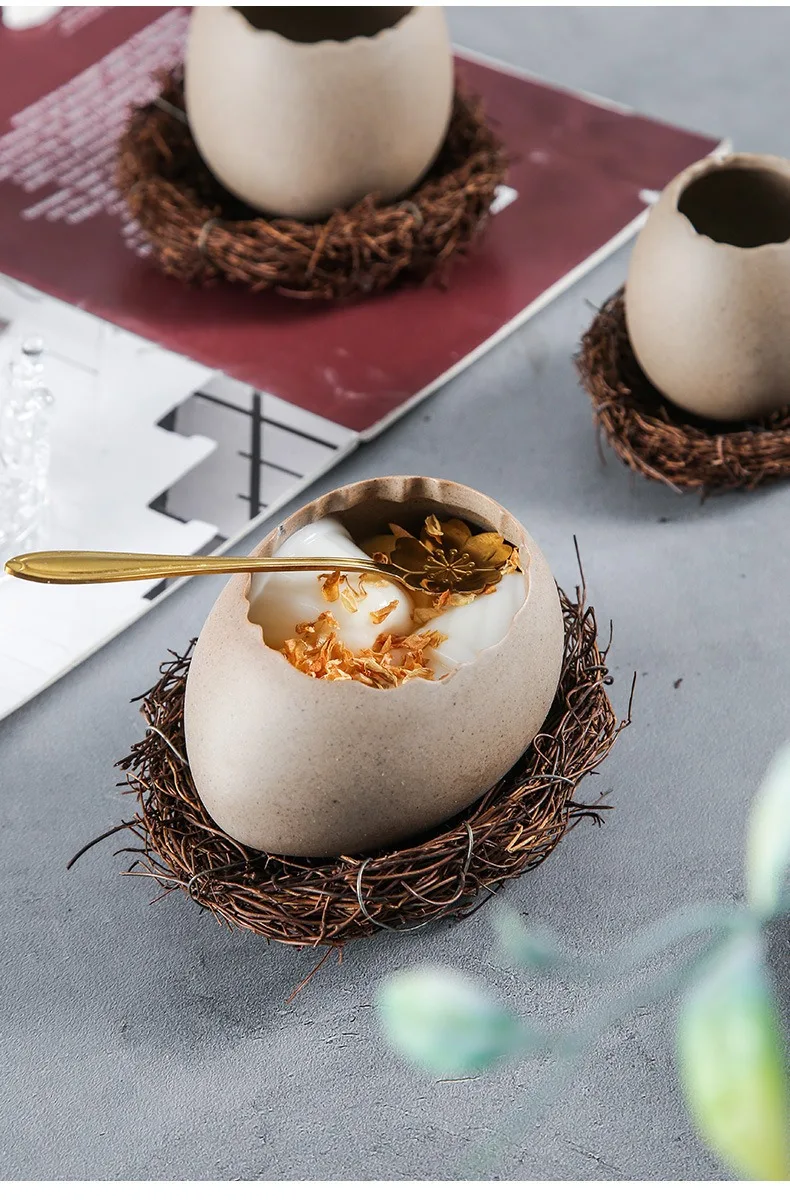 

Creative bird's nest decorated dessert bowls, eggshell bowls, ceramic tableware, cold drink bowls, steamed egg soup bowls, steam