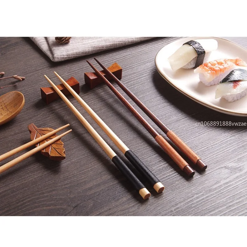 Creative  Natural Chestnut Wood Sushi Chopsticks Set Value Gift Sushi Chinese Food  Chop Sticks with String Wood Teableware