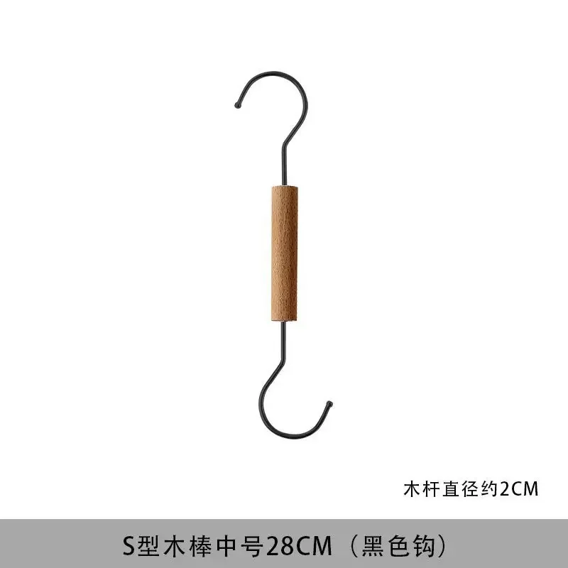 High Grade Hangers Retro Clothing Store S-shaped Hook Clip Scarf Hook Wooden Single Clip Decorative Scarf S Hook Wooden Clip 6