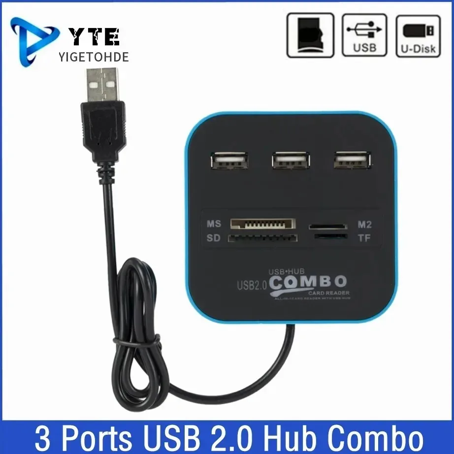 

3 Ports USB 2.0 Hub Combo USB Micro Card Reader SD/TF USB Splitter Hub Combo All In One Adapter For Laptop Computer Accessories