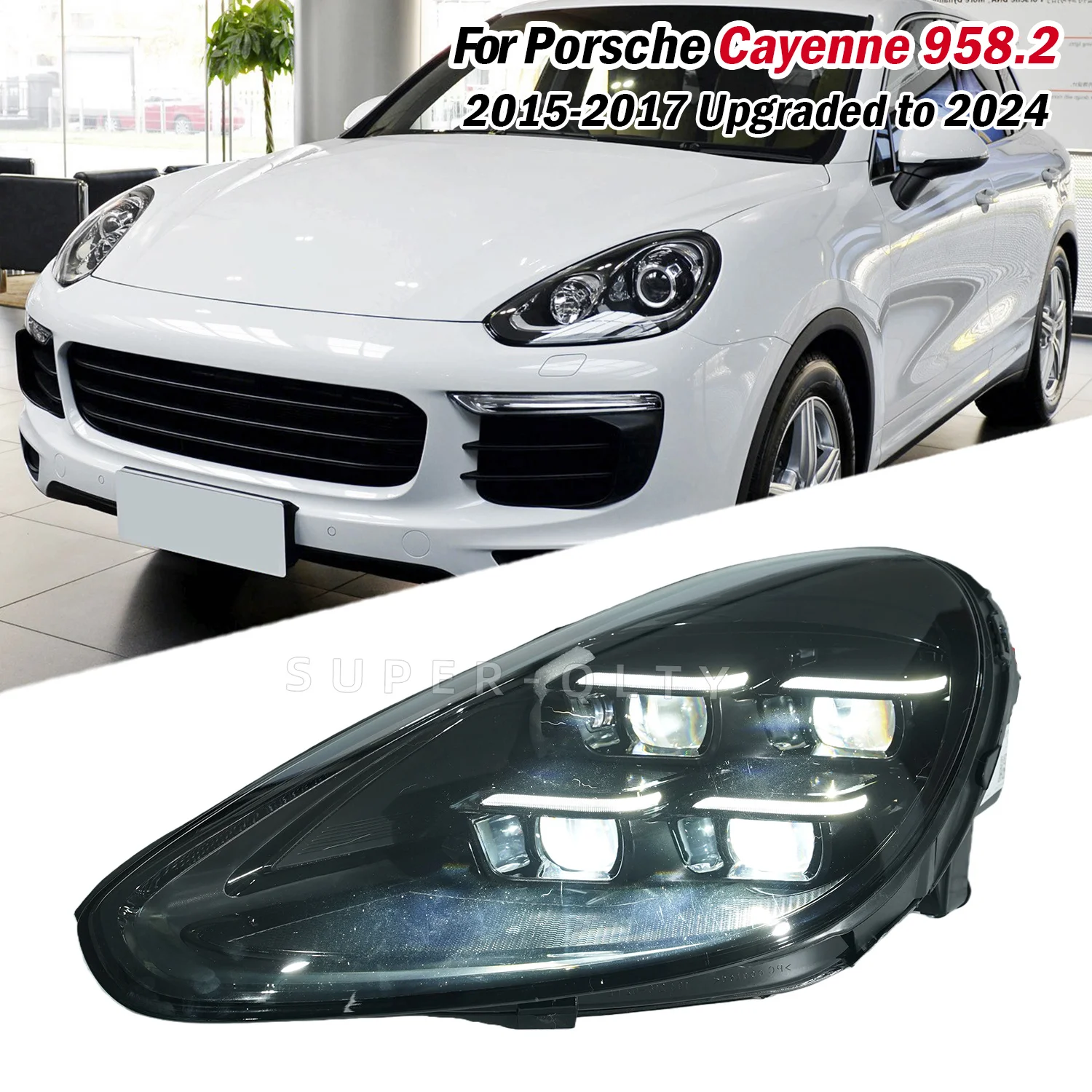

Headlights For Porsche Cayenne 958.2 2015-2017 Upgraded To 2024 Headlamp Assembly LED DRL Turn Signal