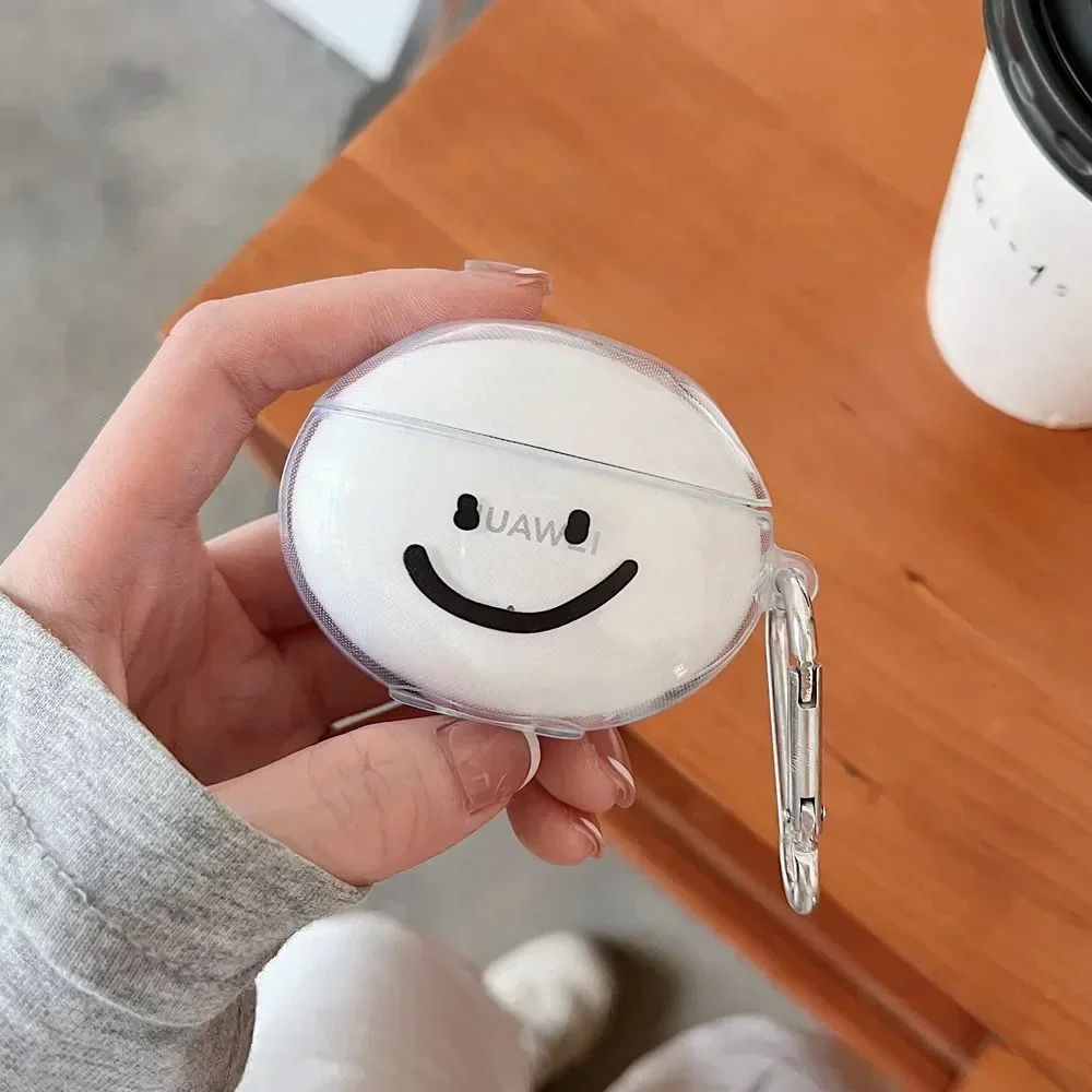 

Мягкий чехол для наушников с мультяшной улыбкой для Huawei Freebuds 6i/5i, защитный чехол для гарнитуры, аксессуары, чехол Freebuds 6i с крючком