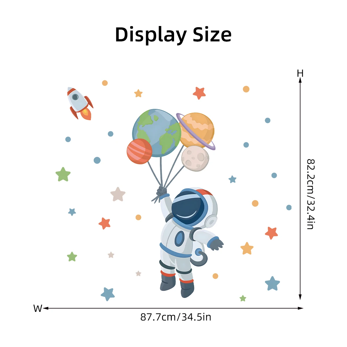 1pc dos desenhos animados planeta estrela astronauta adesivo de parede crianças menino decoração do quarto dos miúdos decalques parede sala estar decoração casa