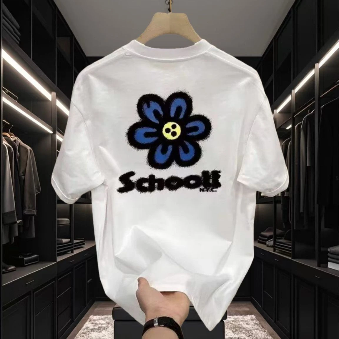 High-quality Mens and Momens Summer New Thick Pure Cotton T-shirt, with Printed Design, Stylish, Breathable, and Sweat-absorbing