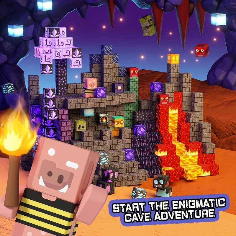 100 pièces blocs de Construction magnétiques jouet construire grotte magique monde avec aimant Construction ensemble cadeau éducatif pour les enfants cadeau de noël