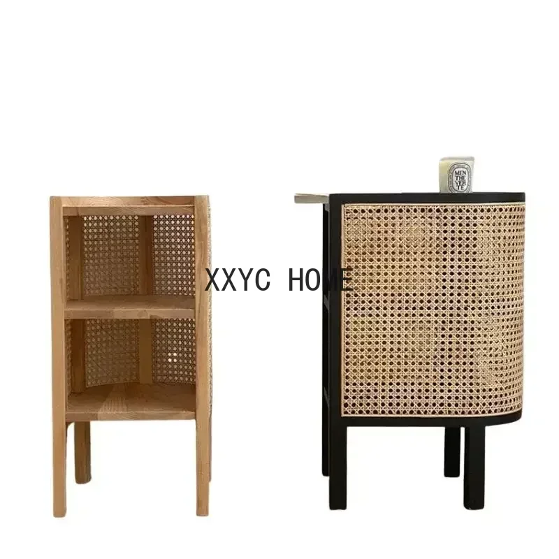 

Vintage Bedside Table Nightstands Rattan Wood Tea Coffee Bedside Table Nightstands Shelves Muebles Bedroom Furniture
