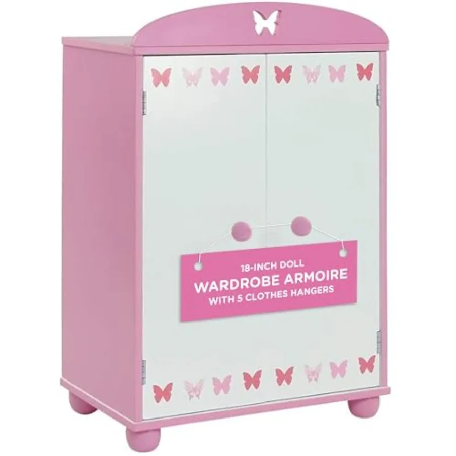 

18 Inch Doll Closed Door Closet with 5 Hangers Butterfly Furniture Collection Fits 18 Dolls Like American Girl Our Generation A