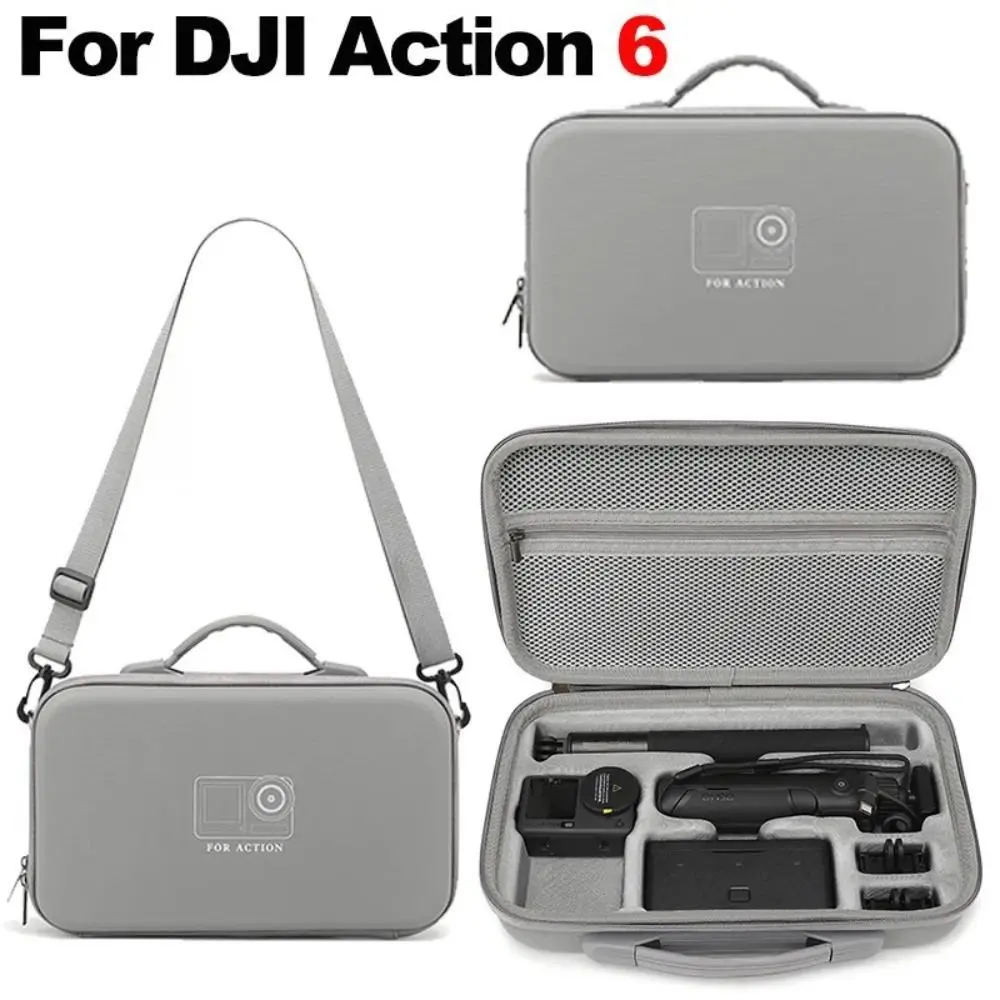 Portable EVA Camera Storage Box Waterproof Hard Shell Handbag Anti-pressure Carrying Suitcase for DJI Osmo Action 6 Camera