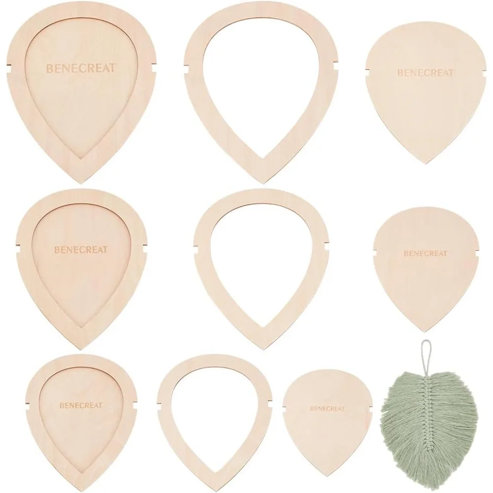 

6 шт., 3 размера, формы для резки листьев, макраме, заготовленные миндалевидные деревянные макраме, шаблон для резки листьев, настенный инструмент для изготовления набора