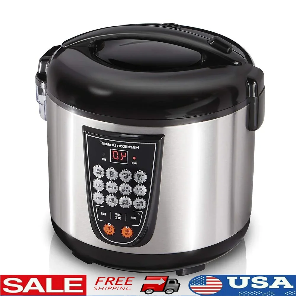 Olla arrocera programable Digital, olla de cocción lenta, vaporizador de alimentos, 14 configuraciones, 20 tazas, olla interior antiadherente cocida, fácil de limpiar