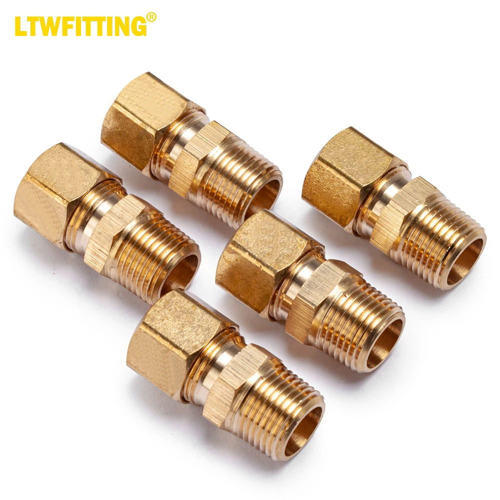 

LTWFITTING Brass 1/2-Inch OD x 3/8-Inch Male NPT Compression Connector Fitting(Pack of 5)