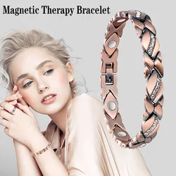 Vintage Copper Color Magnetic Bracelets for Women Arthritis Pain Relief Adjustable Bio Energy Blood Pressure Accessory Bracelet