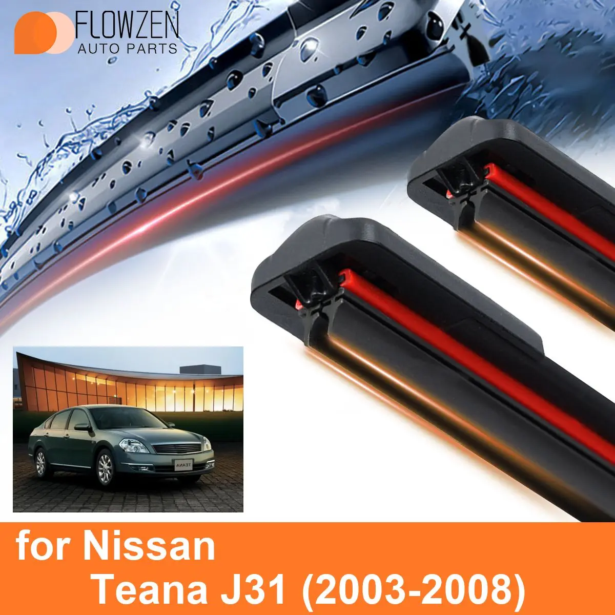 

Car Windshield Wiper Blades for Nissan Teana J31 Double Rubber Frameless Bracketless WipersSoft Accessories 2005 2006 2007 2008