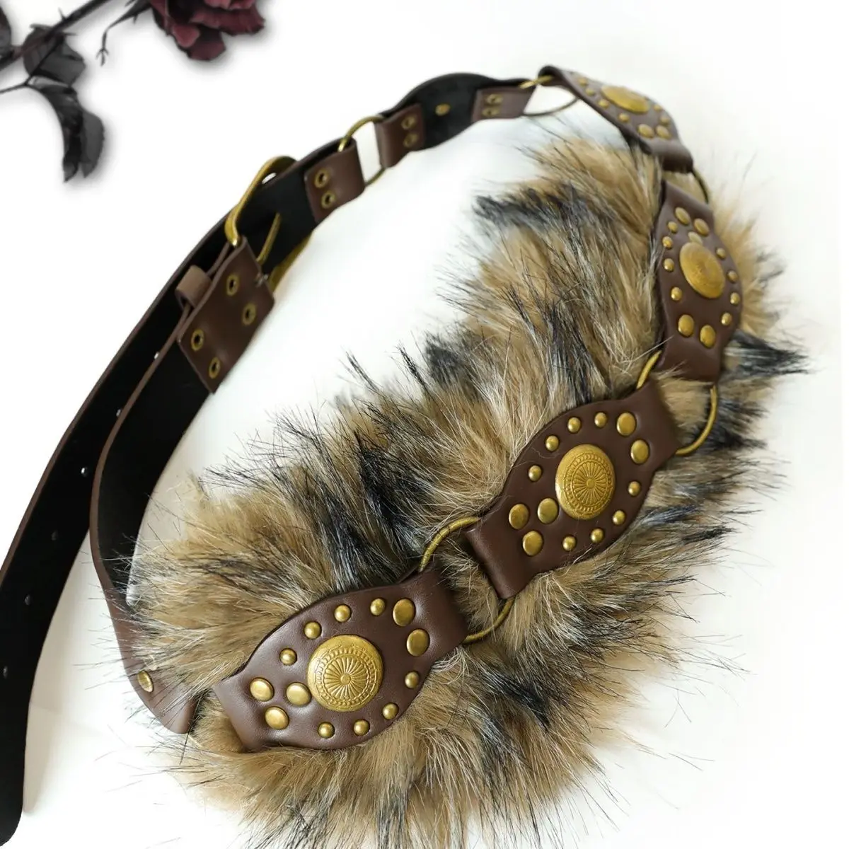 جديد سبايس جيرل المرأة Harajuku Steampunk Y2K أفخم الأمريكية خمر الظلام بولي PU فروي حزام مقعر على شكل سلسلة الخصر الزخرفية