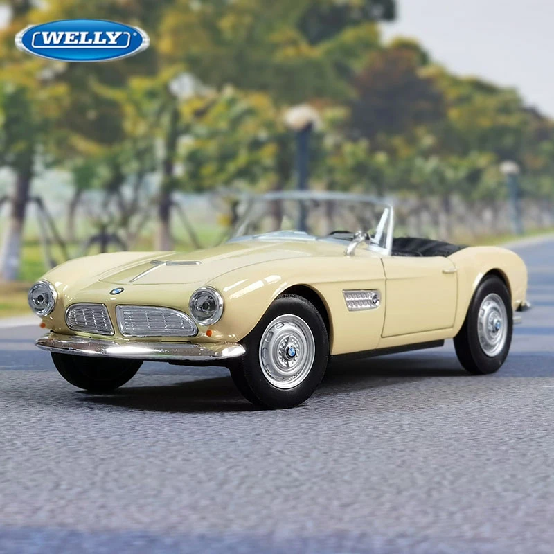 WELLY 1:24 BMW 507 نموذج سيارة رياضية من السبائك القابلة للتحويل لعبة معدنية كلاسيكية نموذج سيارة محاكاة مجموعة هدايا الأطفال