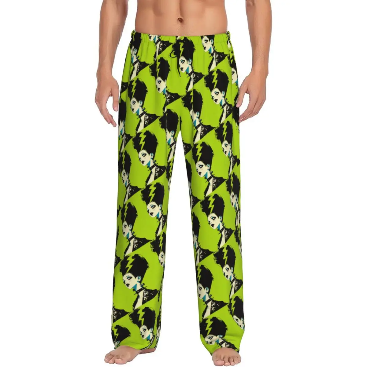 طباعة مخصصة سراويل بيجامة عروس فرانكنشتاين للرجال ملابس نوم لفيلم رعب مع جيوب