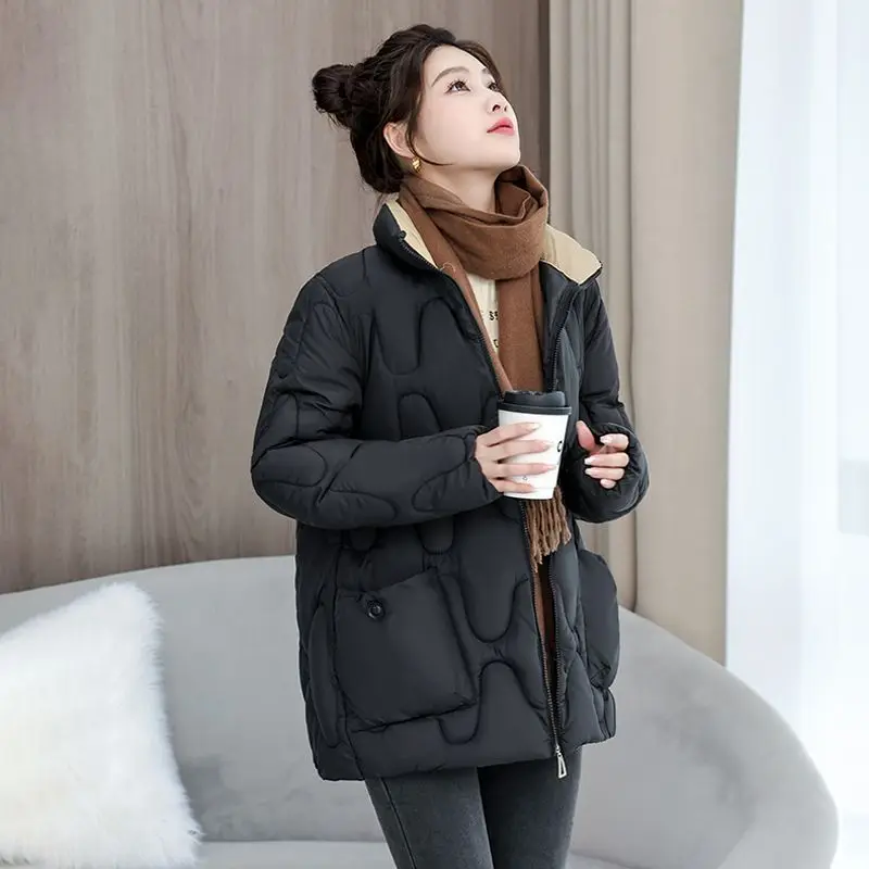 Warme gewatteerde parka dames herfst winter casual bovenkleding met ritssluiting en zakken slim fit ontwerp