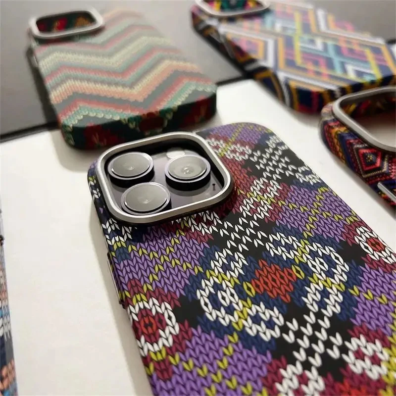 جراب هاتف مغناطيسي للصدمات ، نمط بوهيمي ، توهج ليلي ، نمط كيفلر ، غطاء magafe لهاتف آيفون 15 برو ماكس ، 14 ، 13 ، 12 برو
