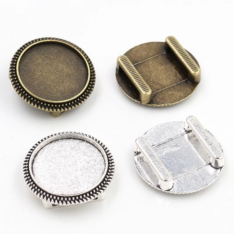10pcs 18mm Inner Size Antique Bronze And Silver Plated Hole (10mm) beads Style Cabochon Base Cameo Setting Bracelet Pendant
