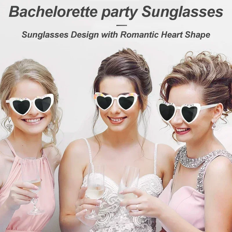 Heart shaped sunglasses wedding women Bride Glasses Bridesmaid Gift Bachelorette Party Decor