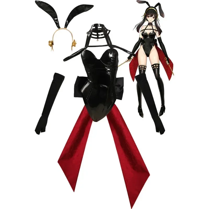 CosplayMO43 Disfraz de cosplay familiar SPY para mujer, traje de conejita Yor Forger para niña, mono negro sexy para mujer, m NK45