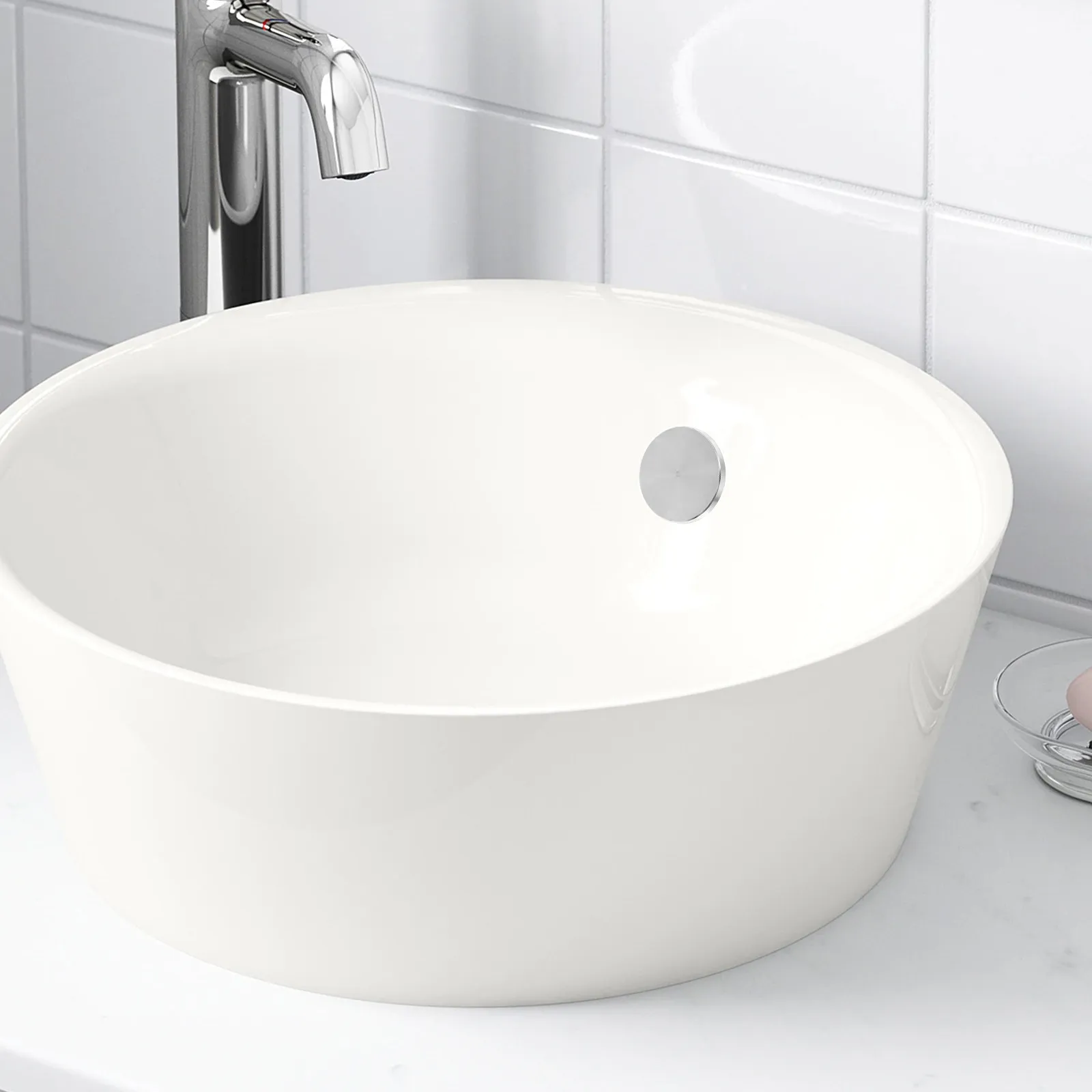 Stainless Steel Decorative Overflow Ring Cover Cap for Ceramic Basin Overflow Hole Bathroom Sink Kitchen Drain Hole Plug Cover