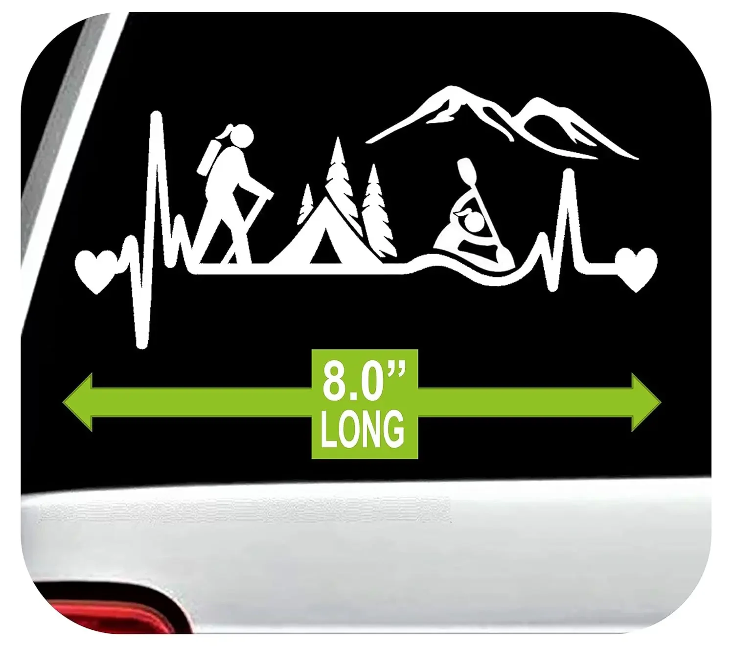 

1PC Hiker Girl Camping Tent Kayak Heartbeat Vinyl Decal Waterproof Sticker for Car Window Auto Decor