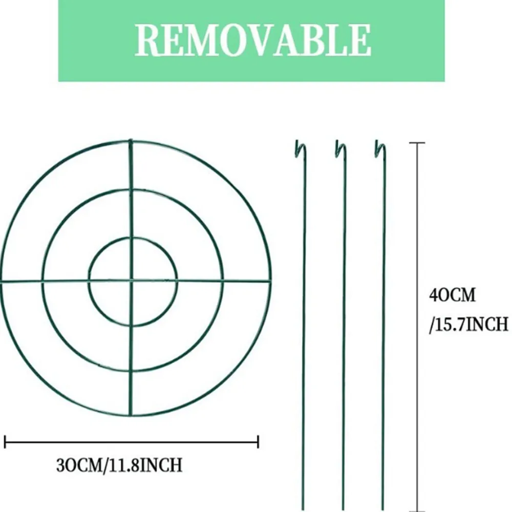 Flower Support Rings Plant Support Stake Grow Through Grid Plant Brace, Hoops with 3 Pcs Legs for Heavy Blossoms