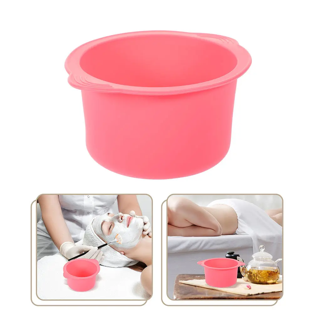 2Pcs Silicone Wax Warmer Liner Facial Mask Bowl 400Ml Reusable Non Stick Foldable Wax Pot Replacement Hair Removal Pink Blue