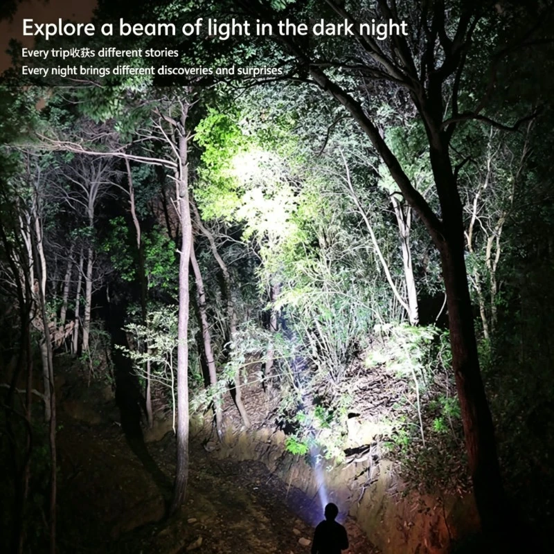 T6 High-power LED flashlight with long-range beam, rechargeable, aluminum alloy portable outdoor work light
