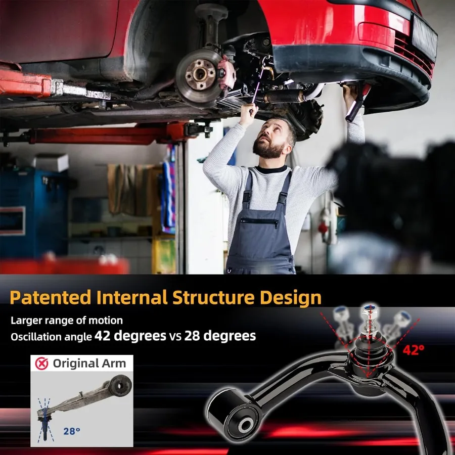 24 bras de commande supérieurs compatibles avec Ford F150 UCA 20042024, kit de suspension tubulaire avec joints à rotule, bague en caoutchouc réglable