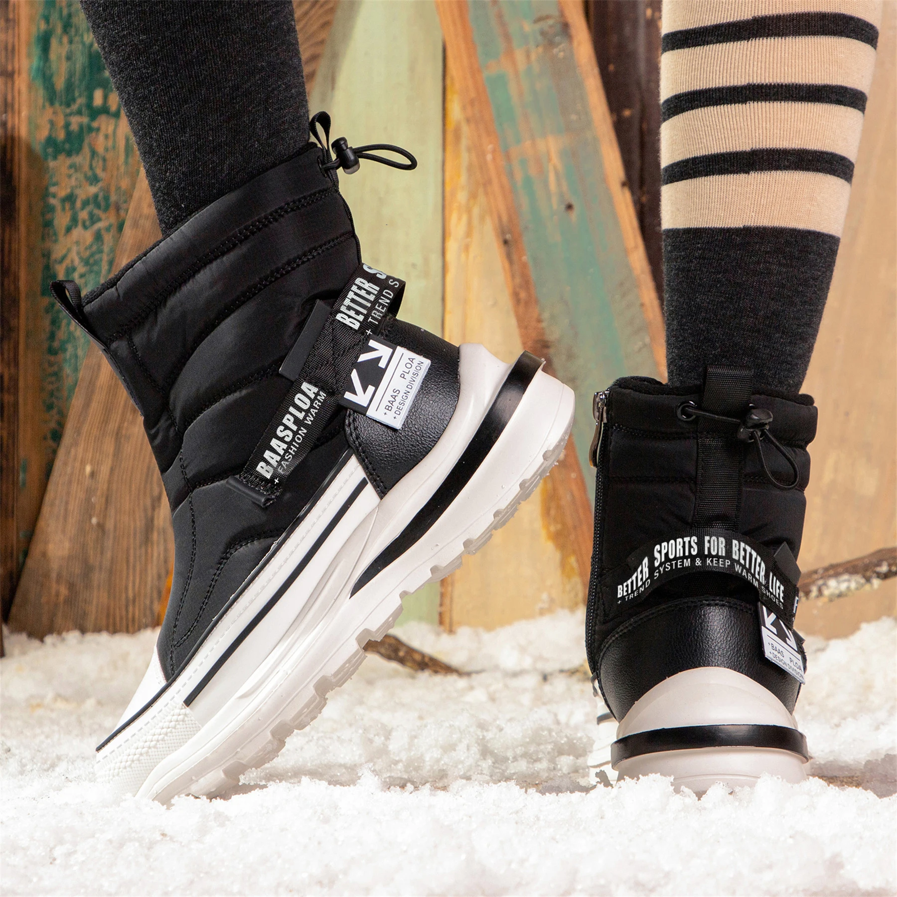 Baasploa جديد الشتاء أحذية النساء 2025 أحذية غير رسمية عدم الانزلاق مقاومة للاهتراء الإناث موضة سميكة أفخم الدافئة مقاوم للماء الثلوج الأحذية #2