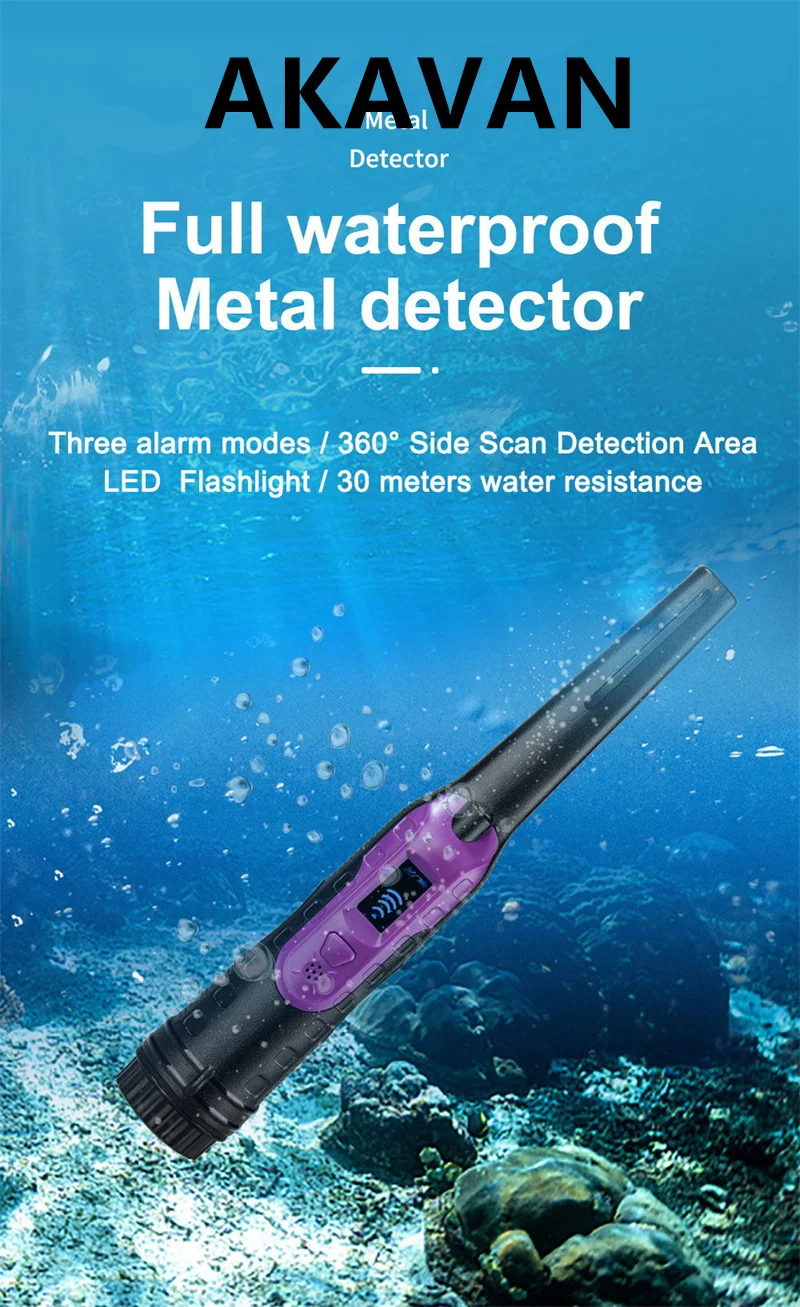 

AKAVAN LCD Display Pinpoint Metal Detector Pinpointer IP68 Waterproof with Include a 9V Battery 360°Search Treasure
