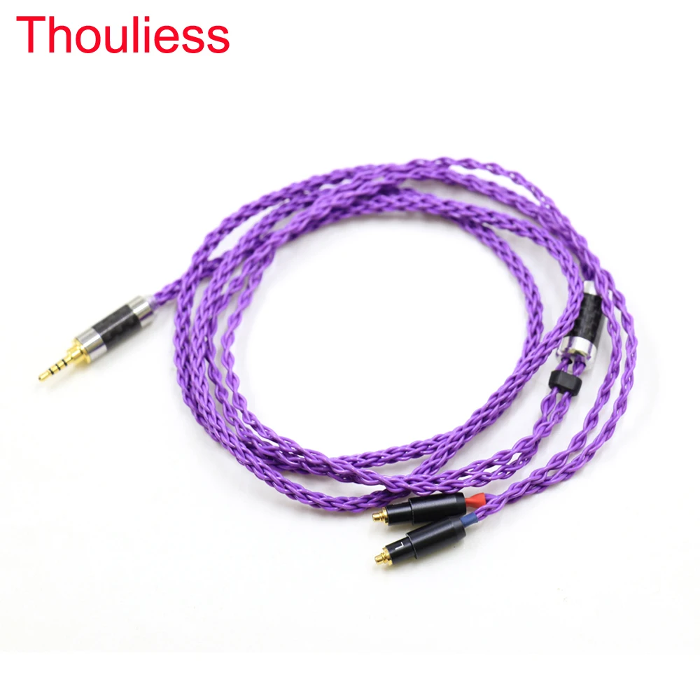 

2.5mm 4.4mm XLR 3.5mm HiFi 8 Core Silver Plated Purple Earphone Cable For Shure SRH1540 SRH1840 SRH1440