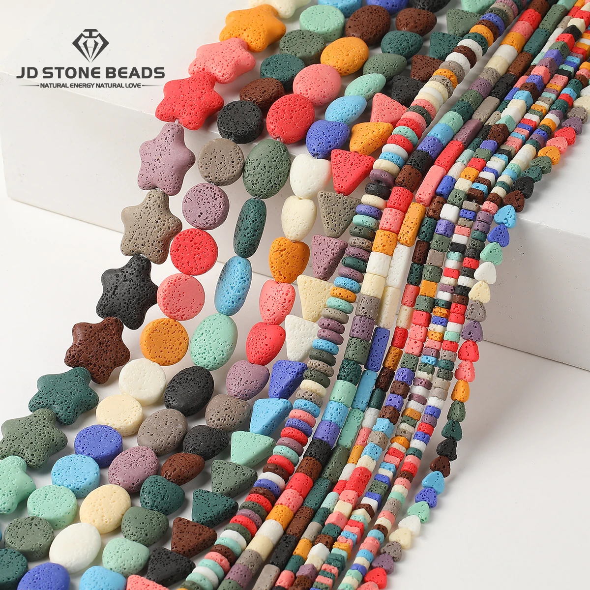 

Natural Volcanic Lava Stone Cylinder Star Heart Shape Bead Loose Spacer for Jewelry Making DIY Bracelet Necklace Accessories