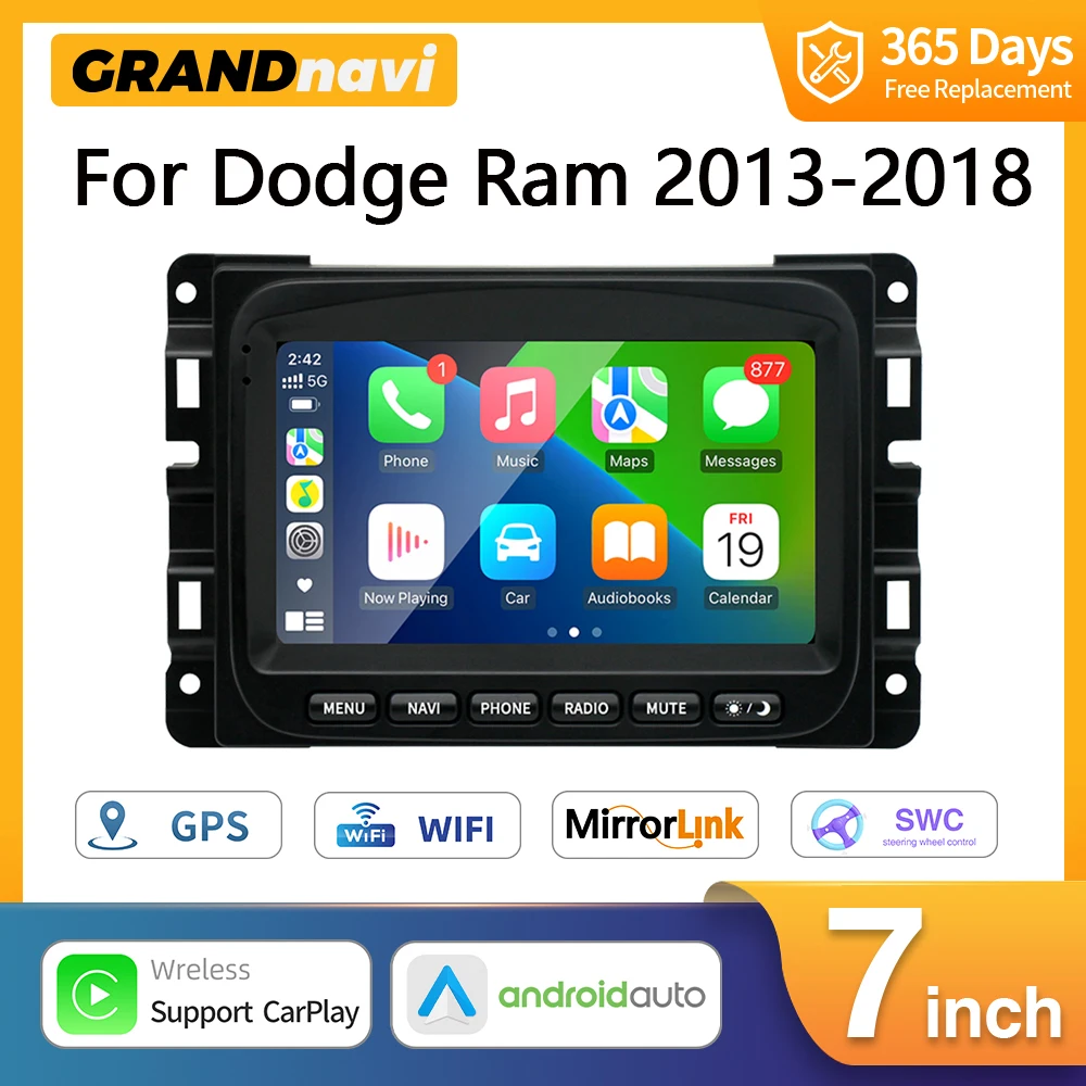 

Android 11 Car Radio Stereo For Dodge Ram 1500 2500 2013-2018 Multimedia Player Display 7inch CarPlay Android Auto GPS Head Unit