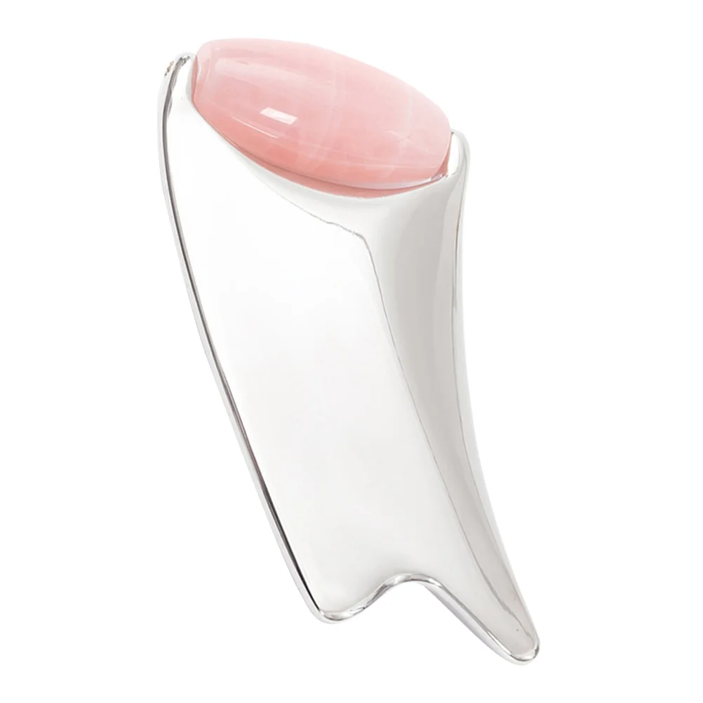 เครื่องมือขูดหน้าแบบกัวซา ทำจากโลหะ ทนทาน ใช้งานง่าย สำหรับการปรับรูปหน้าและนวด ใช้ได้ทั้งที่บ้านและระหว่างเดินทาง พร้อมลูกกลิ้งนวดรอบดวงตา