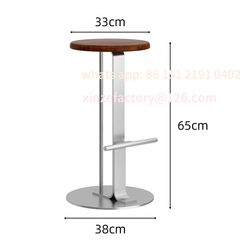 カスタマイズ可能な日本のミニマリストバースツール、家庭用無垢材ハイチェア、メタルカウンターチェア、ソーシャルメディアで人気