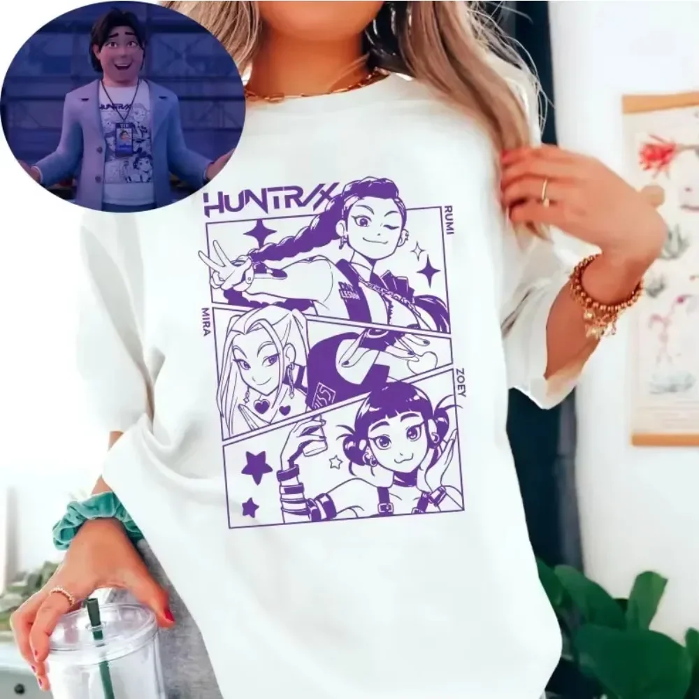 Huntrix Girls Kpop Demon Hunters T-shirt da uomo in cotone da donna Kpop Lover T-shirt femminili vintage Camicia grafica T-shirt alla moda