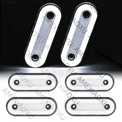 WANWUXIN 4PCS LED Side Marker Light Oval Position Light Reverse Signal Indicator Warning Reflector White Tractor Trailer Truck A