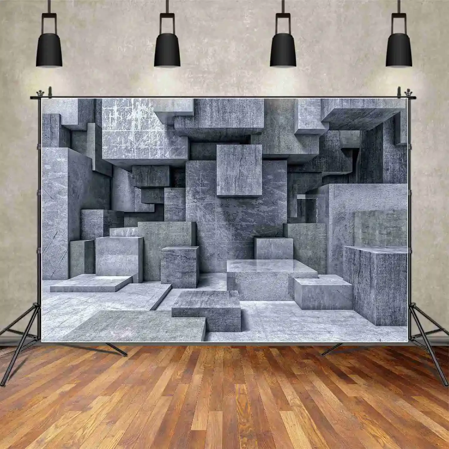 MOON.QG 3D Grey Portrait Backdrop Geometric Marble Stone Wall Photo Studio Background Cement Photography Photoshoot Back Drop