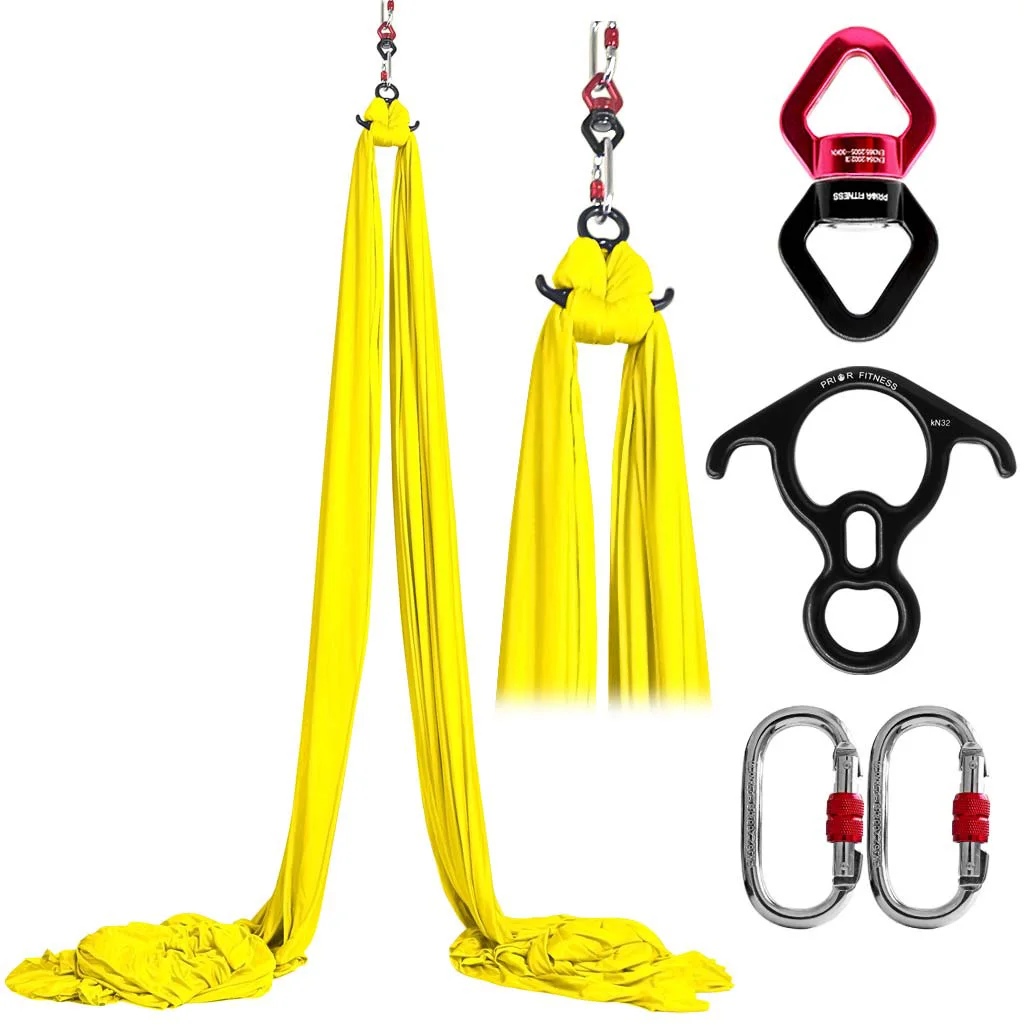 

6m Aerial Silks kit Yoga Fitness Full Set for GYM Home Outdoor Anti-Gravity Body Building Yoga Belt Silk Swing Pilates