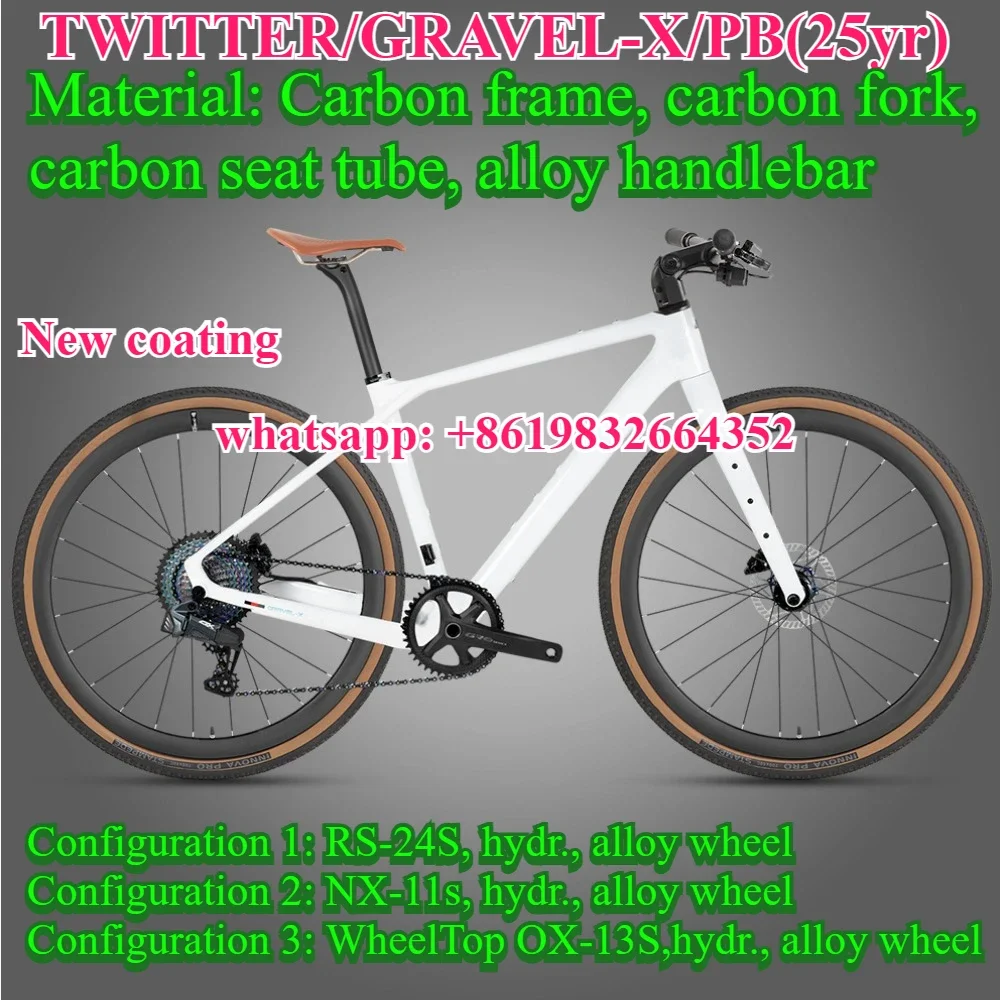 

TWITTER 2025 новый GRAVEL-X (PB) гравийный шоссейный велосипед из углеродного волокна, гидравлический дисковый тормоз для мужских и женских велосипедов