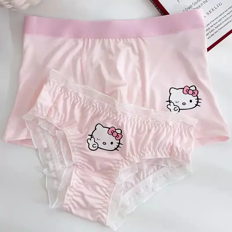 Kawaii Hello Kitty Sanrio Couple Panties Girl Pattern Comfortable Breathable Cotton Sexy Pure Lust Pants Printed Birthday Gift