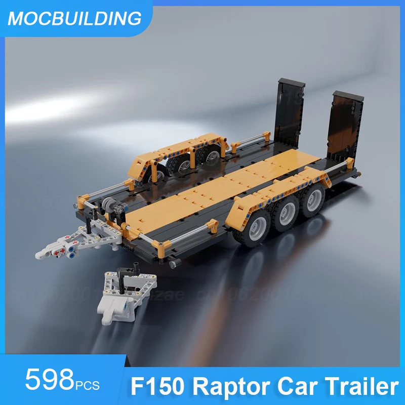 MOC Building Blocks F150 Raptor Car Trailer Model DIY Assemble Bricks Educational Creative Transportation Xmas Toys Gifts 598PCS