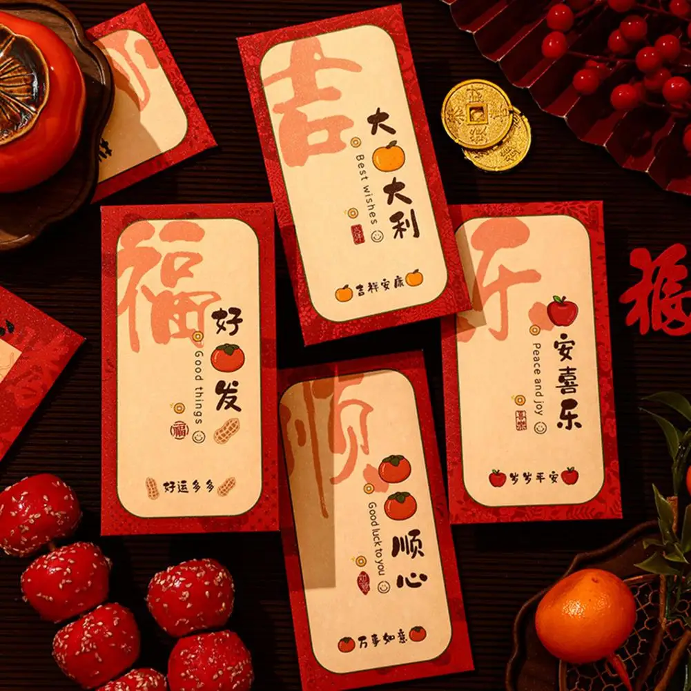 6 buste rosse 2024 buste rosse anno drago design cartone animato festival di primavera borsa rossa per il nuovo anno festivo 2026