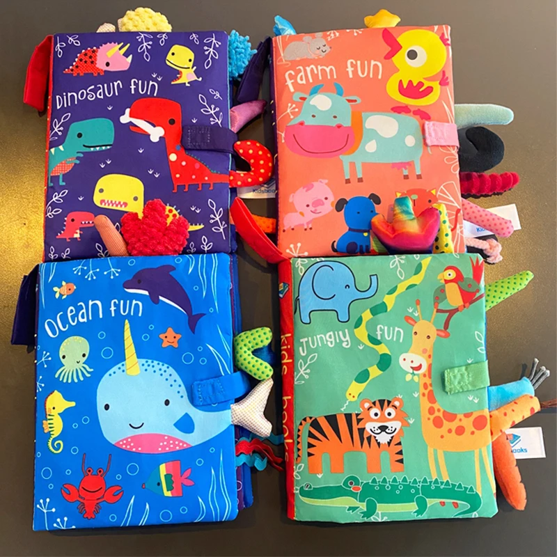 Baby Crib Book Toys for Newborns 6 12 Months Baby Accessories Sensory Toys Educational Black White Baby Toys Animal Cloth Book
