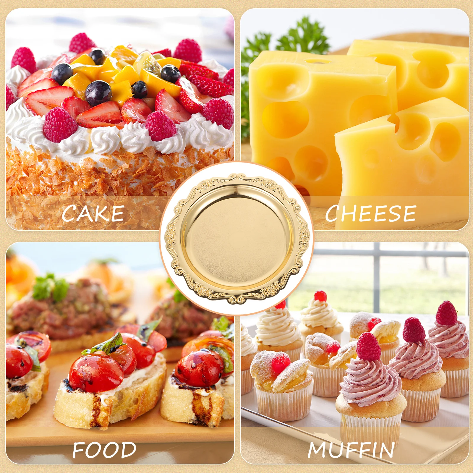 

Sturdy Iron Dessert Plate Elegant Serving Platter for Entertaining Fruit Snacks Cupcakes Serveware for Entertaining