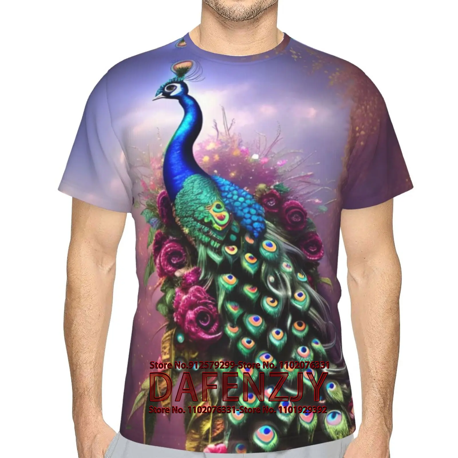 3D T Shirt For Men Women Men's Peacock T-Shirt Casual Graphic Short Sleeve Shirts